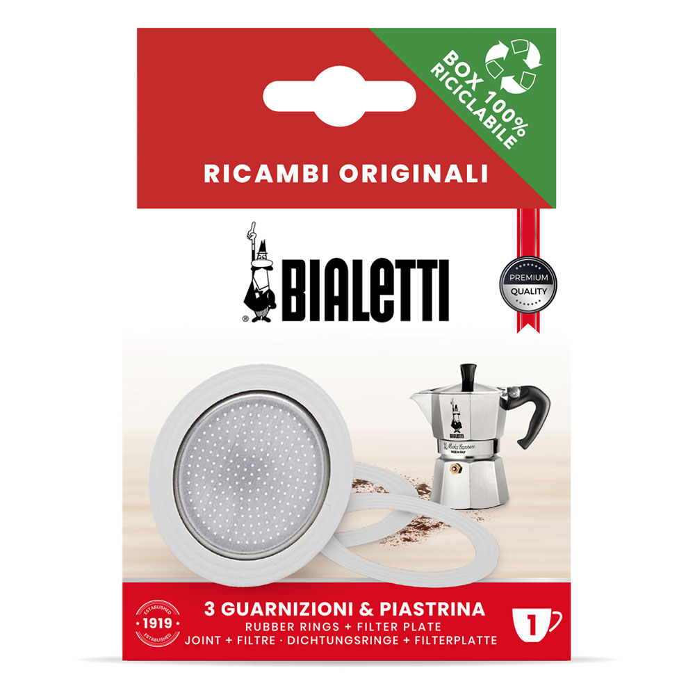3 уплотнителя + 1 фильтр на 1 чаш. для алюминиевых кофеварок от магазина Bialetti.ru